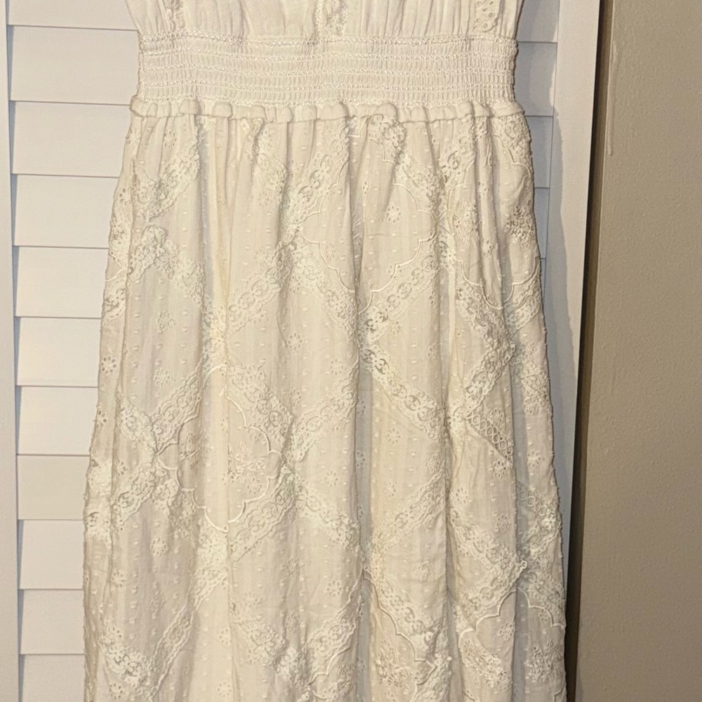 HEMANT & NANDITA Cream Strapless Maxi Sundress